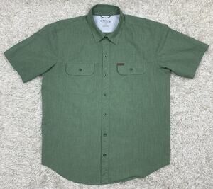 Orvis Classic Collection Mens M Green Short Sleeve Button Up Fishing Work Shirt